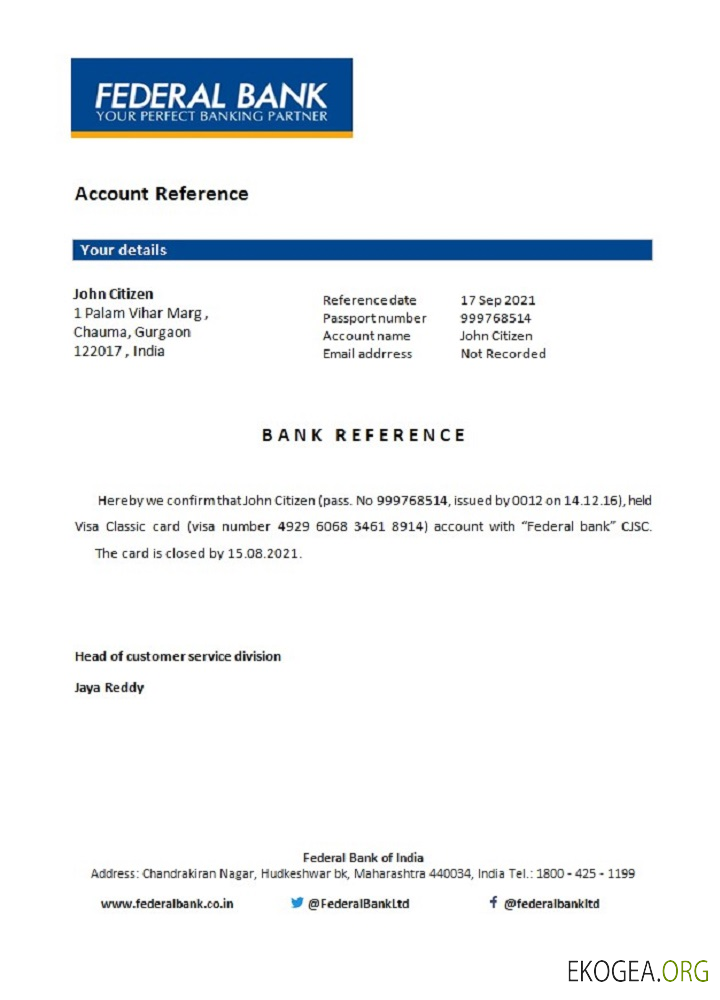 Inde , Federal bank , closure référence